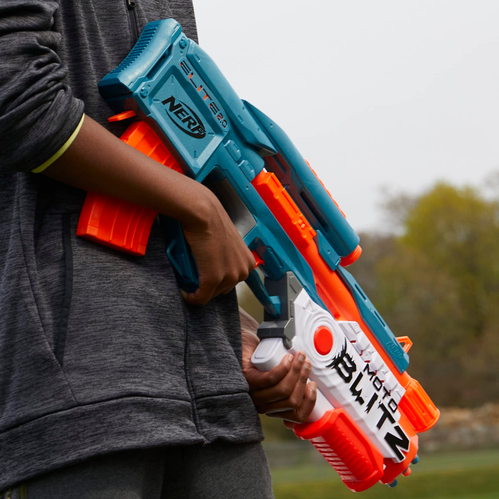 Nerf Elite 2.0 Motoblitz tactical rail for accessory customization.