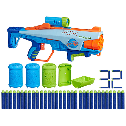 NERF Elite Junior Rookie Pack front view highlighting beginner-friendly blaster for indoor and outdoor play.