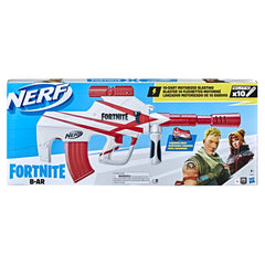 Removable 10-dart clip shown with Nerf Fortnite B-AR for easy reloads