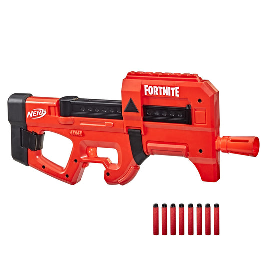 Nerf Fortnite Compact SMG with Ultra Red wrap for immersive play indoors or outdoors.