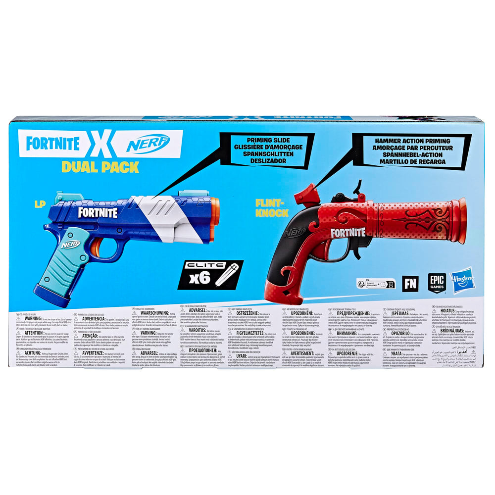 Nerf Fortnite packaging and accessories view highlights included components.