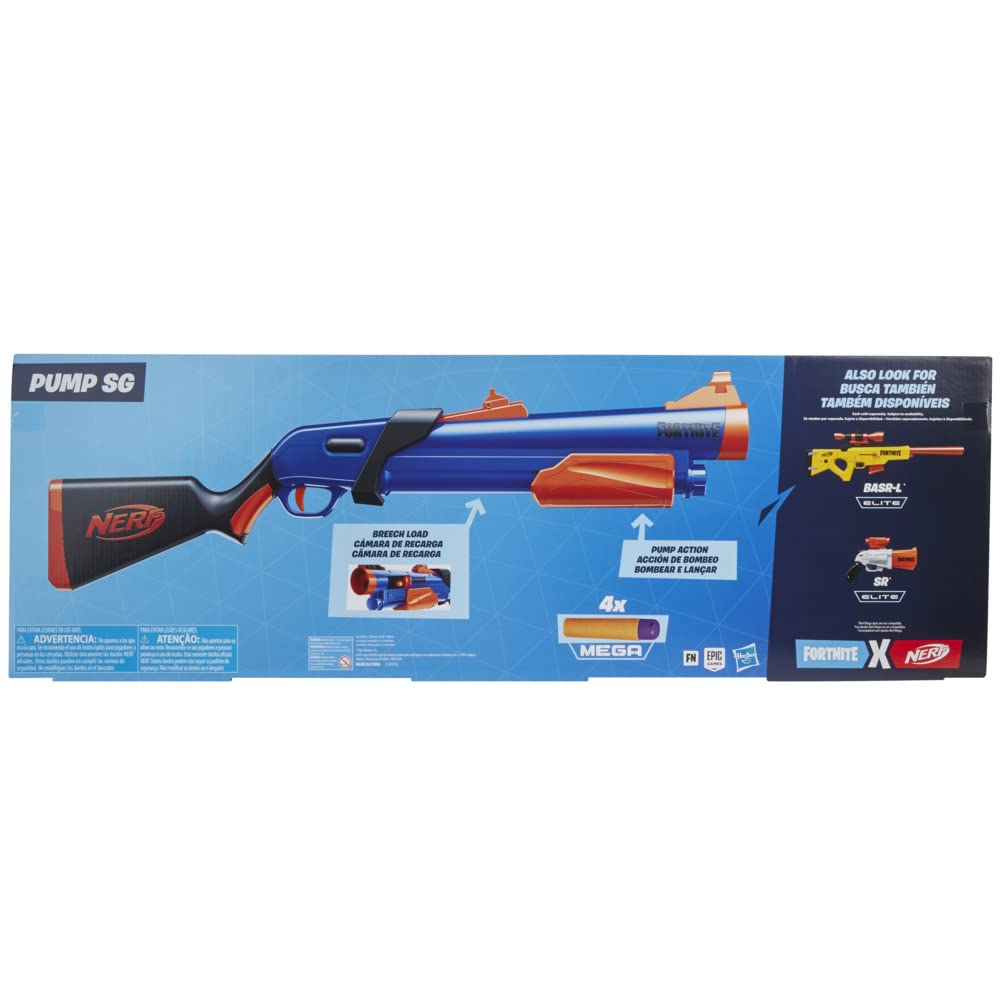 Nerf Fortnite Pump SG blaster packaging uses recyclable materials for easy opening.