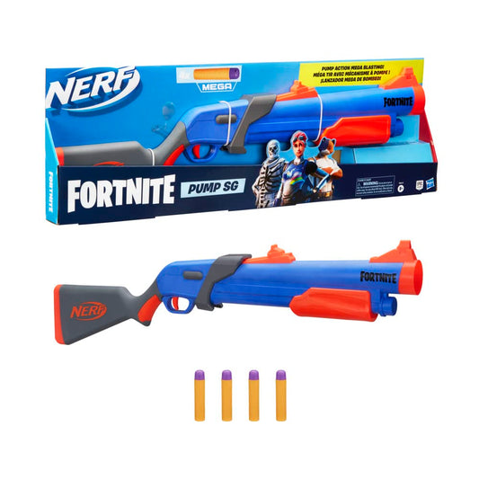 Nerf Fortnite Pump SG blaster with side-door loading for quick reloads during backyard battles.