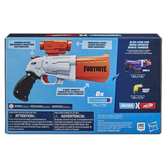 Nerf Fortnite SR blaster box showing contents and design.