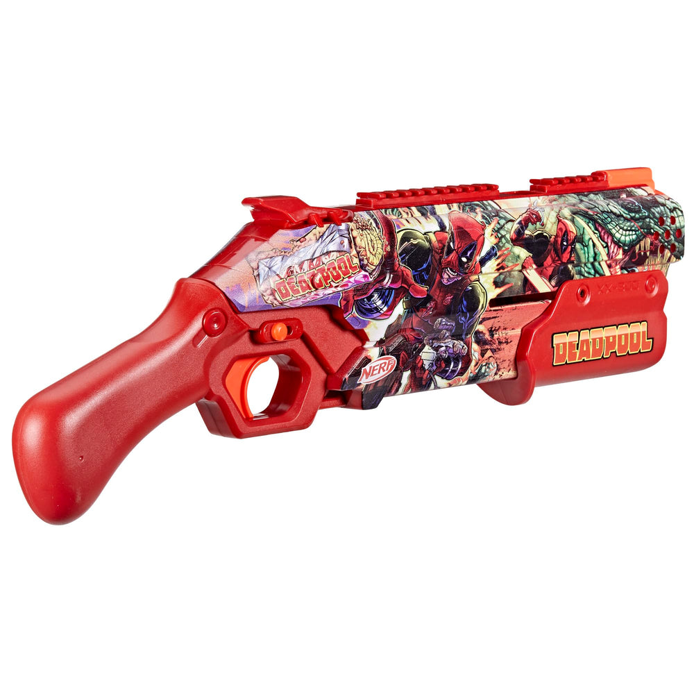 Nerf Marvel Deadpool pump-action priming for controlled firing