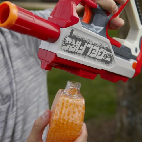 Nerf Pro Gelfire hydrated rounds in action during rapid-fire play outdoors.