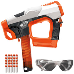 Nerf Pro Sender front view shows a compact pro blaster for quick play.