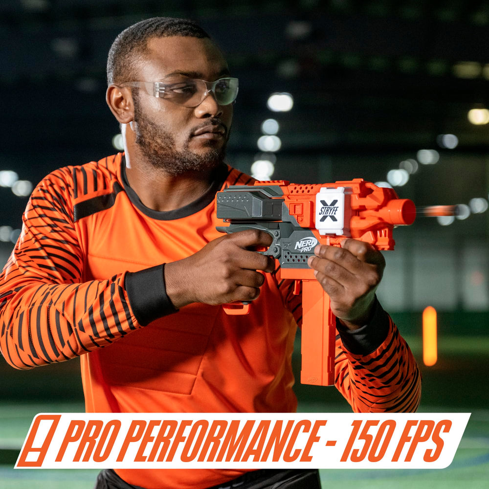 Nerf Pro Stryfe X removable LiPo battery powers fast blasting sessions
