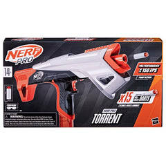 Nerf Pro Torrent 15-dart magazine highlighting compact, high-capacity ammo storage.