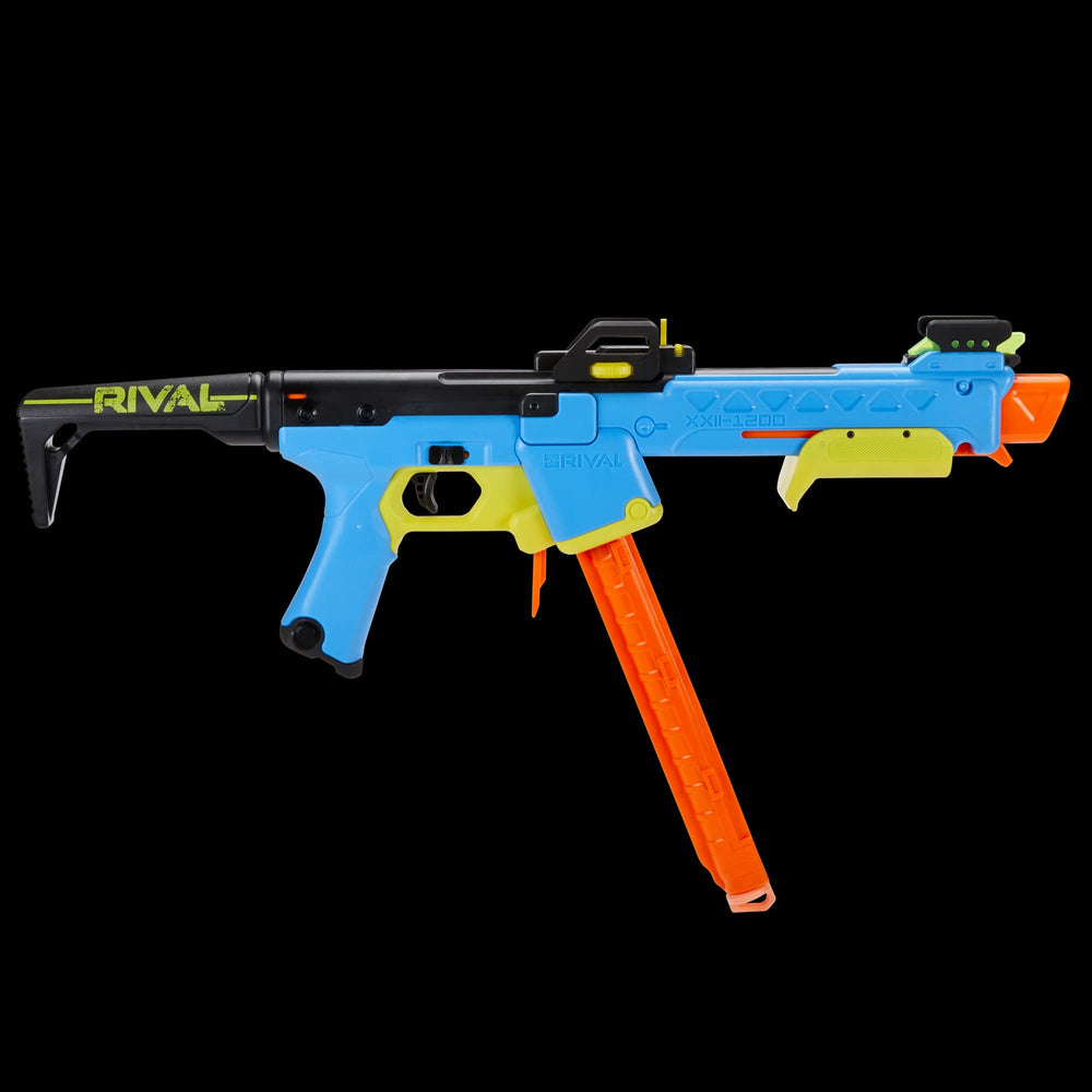 Nerf Rival Pathfinder XXII-1200 priming slide ready for action.