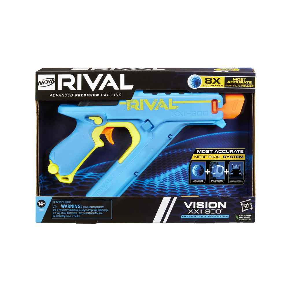 Nerf Rival Vision XXII-800 edge-glow front sight enhances visibility.