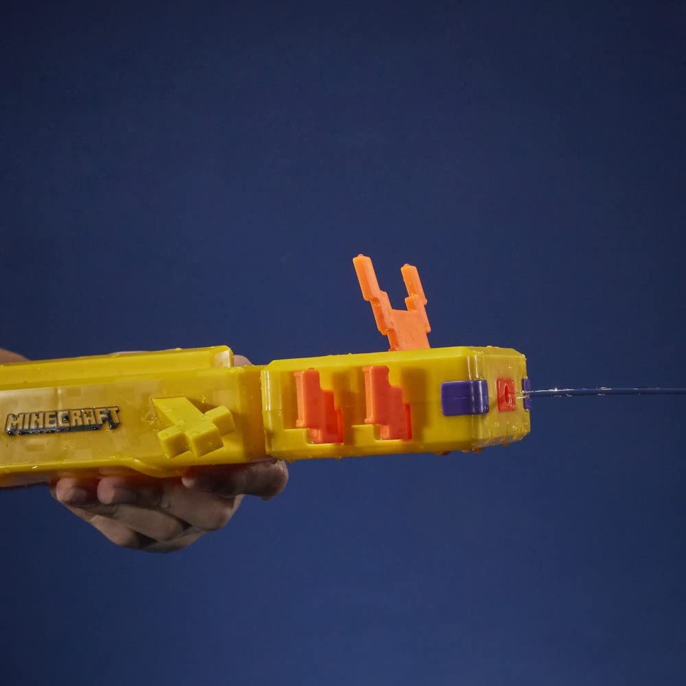 Nerf SOA Minecraft Axolotl blaster water spray in action