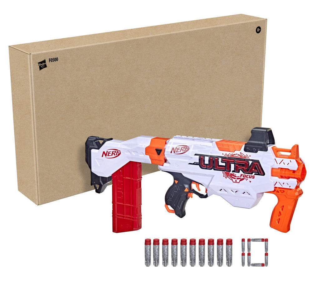 Nerf Ultra Focus 10-dart clip, ready for extended action with quick reload.