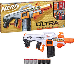 Nerf Ultra Select blaster front view for exciting backyard battles.