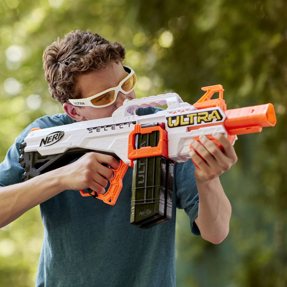 Nerf Ultra Select carry handle aiding portable outdoor action.
