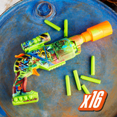 Nerf Zombie Driller removable scope helps aim during zombie battles.