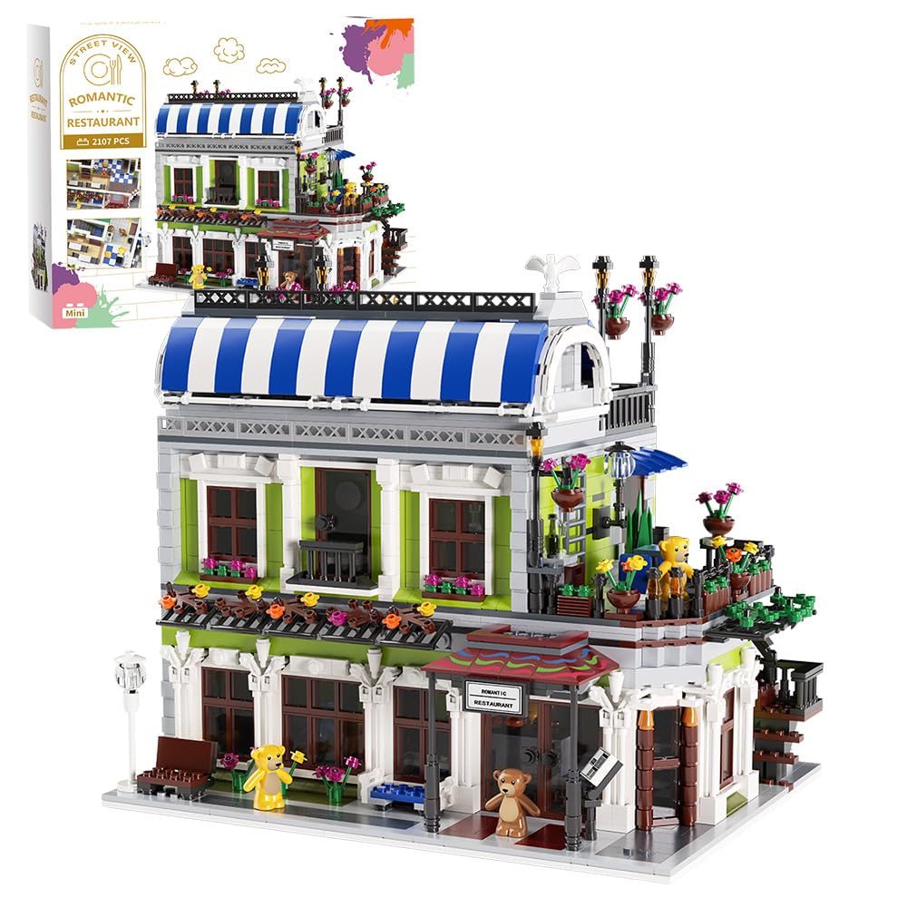 NETEHU romantic restaurant building kit with bear bricks for imaginative play and stylish display