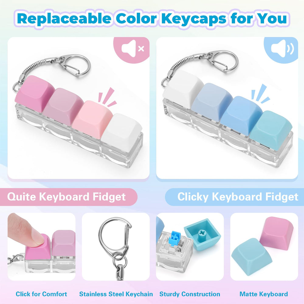 Netholid silent-click blue keychain for discreet fidgeting at work.
