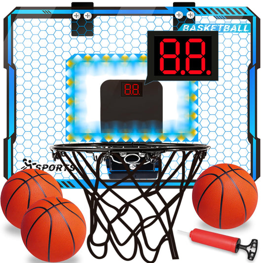 NEUBSAW basketball hoop with LED lights for indoor play and practice.