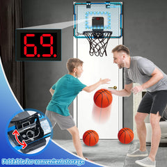 Durable electronic scoreboard display paired with the LED hoop.