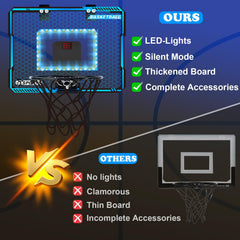 Includes three soft basketballs and a pump for easy setup.