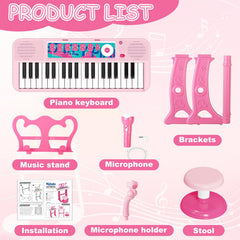 NEUBSAW pink piano toy on sturdy kid-friendly stool