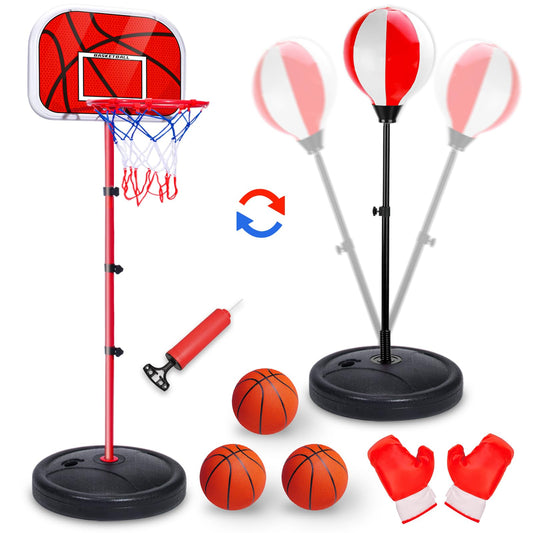 NEUBSAW 2-in-1 basketball hoop and punching bag stand for durable home play