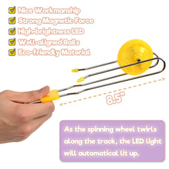 Neureyte pink light up gyro wheels on track inspires play and sensory awareness.