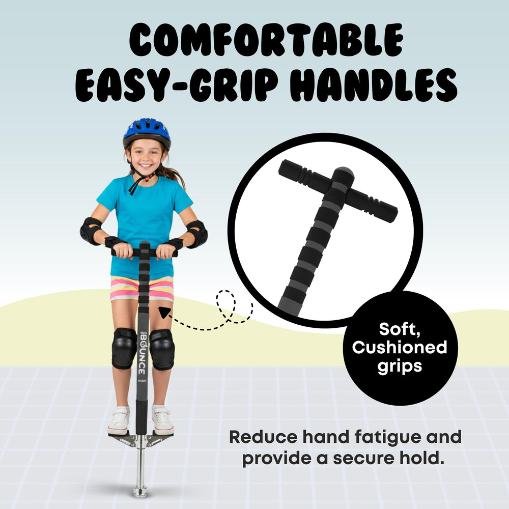 New Bounce pogo stick color options image shows vibrant hues for kid-friendly fun.