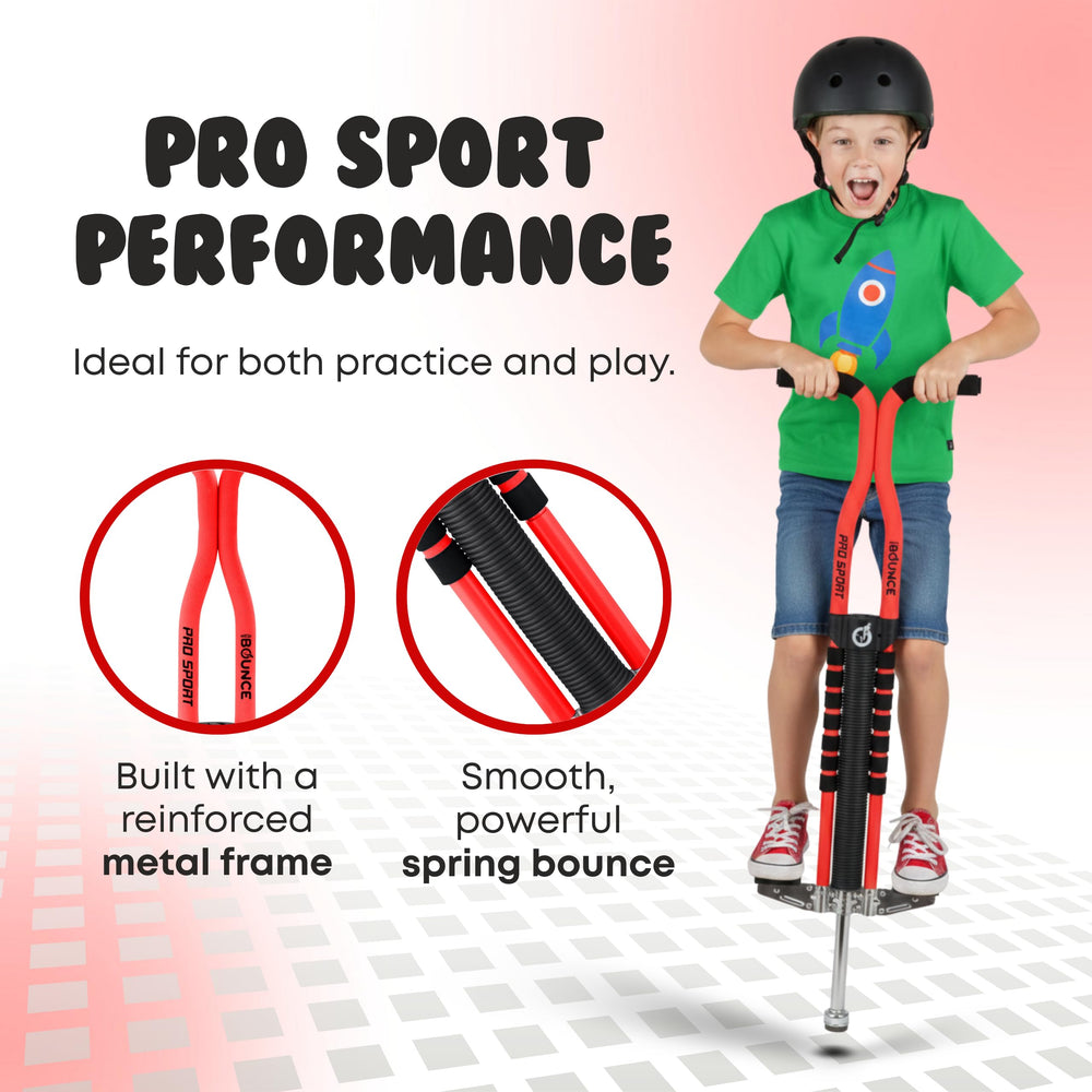 New Bounce Pogo Stick Kids wide stance improves stability for beginners.