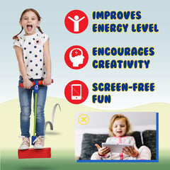 Children outdoors using New Bounce pogo stick for active play