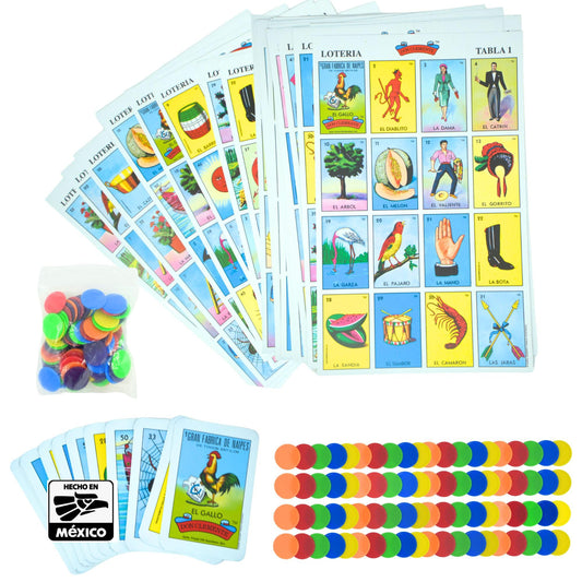 New To Town Lotería card set with vibrant, colorful cards for lively family play.