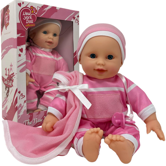 The New York Doll Collection 11-inch doll with pacifier included for easy gifting and play