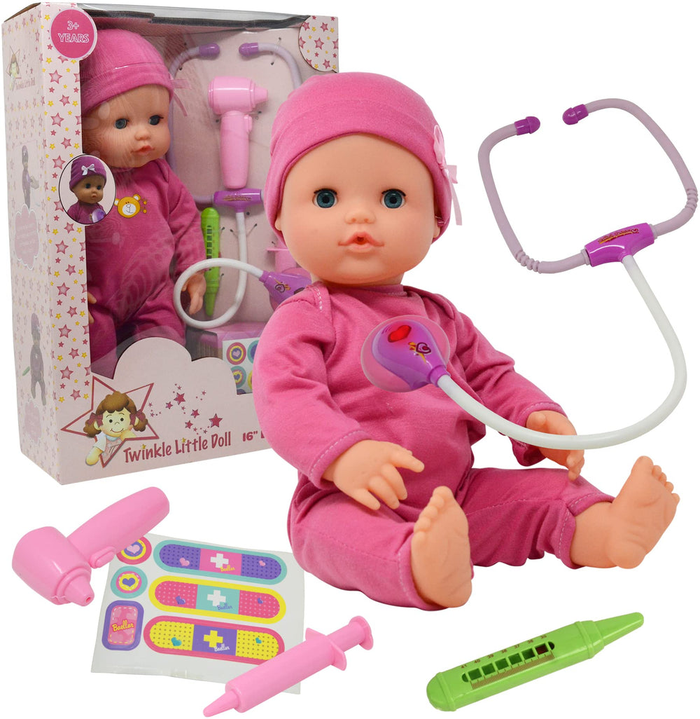 The New York Doll Collection 16-inch doctor doll with heartbeat stethoscope for imaginative play