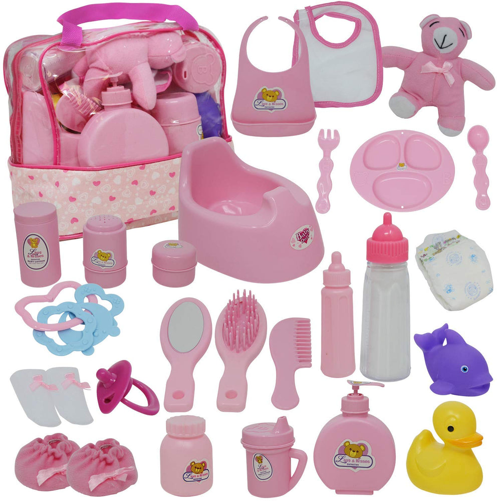 The New York Doll Collection baby doll feeding set with bottles for imaginative play