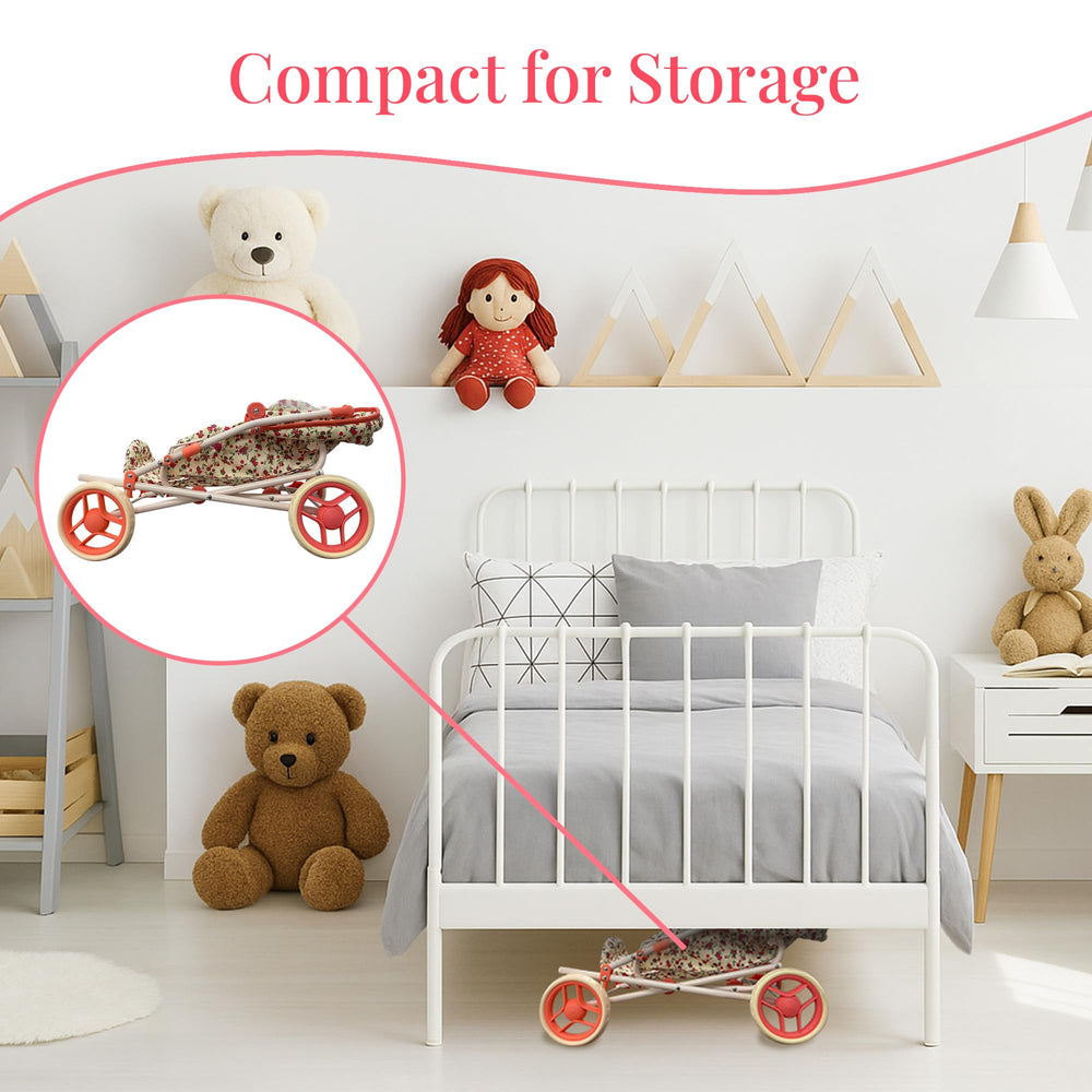 The New York Doll Collection floral doll stroller removable carrier for doll on the go.