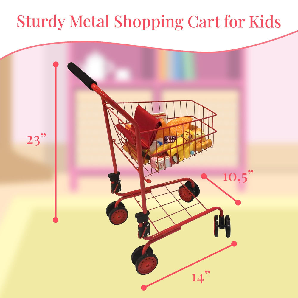 The New York Doll Collection toy grocery set inspires imaginative play and role-play scenarios.