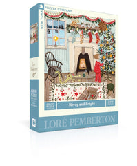 New York Puzzle Company Loré Pemberton Merry and Bright 500-piece puzzle cover for relaxing evenings.