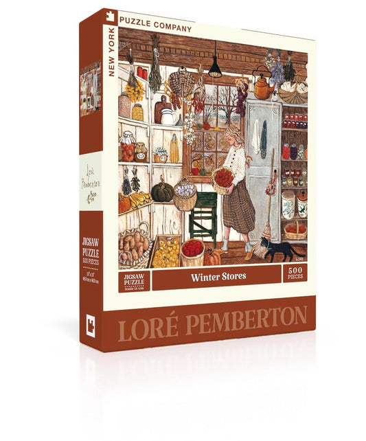 New York Puzzle Company Loré Pemberton Winter Stores cover image for family game night.