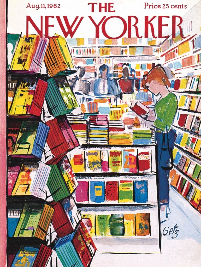 New York Puzzle Company New Yorker The Bookstore 1000-piece puzzle mid-assembly on table for family night.