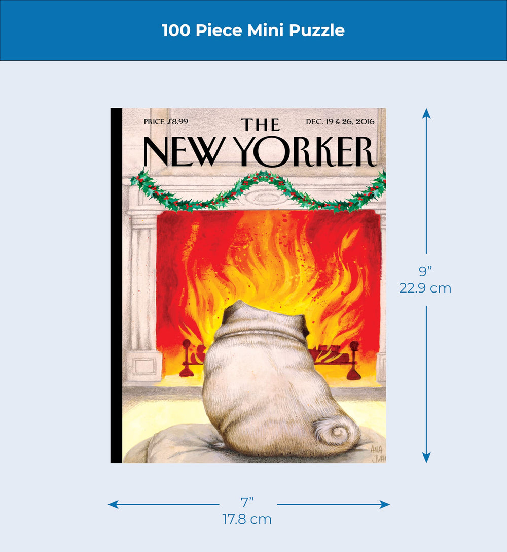 New York Puzzle Company Yule Dog Mini assembled view reveals a charming vintage vibe