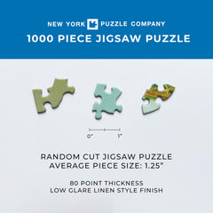 New York Puzzle Company dogs and bystanders Central Park scene, adds lively detail to family time.