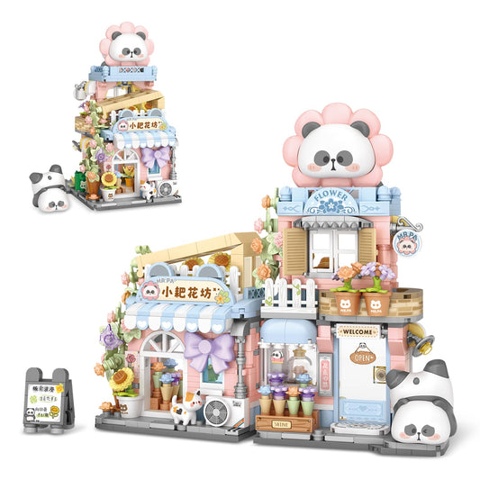 NEWABWN Street View Flower House Shop 810pcs for creative play and display.
