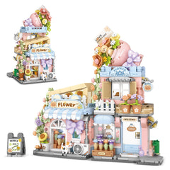 NEWABWN Street View Flower House blocks for desk display and imaginative play.