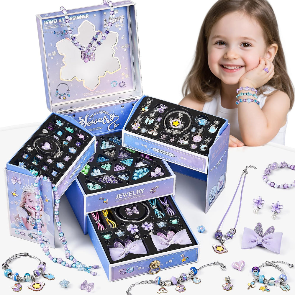 NewBandMo jewelry making kit contents for girls, with beads and pendants to spark creativity.