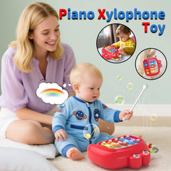 Newcrave dinosaur piano toy teaches color-coded notes while developing hearing and rhythm.