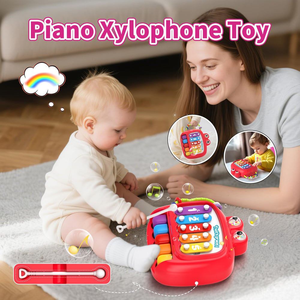 Newcrave dinosaur piano toy with five colored tones for color cognition