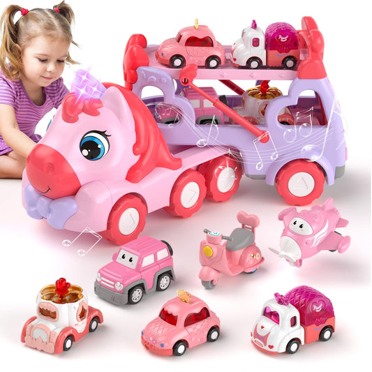 newcrave princess transport truck large pink unicorn design boosts imaginative play