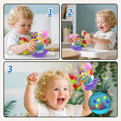 Newcrave pull-string infant toy fosters grasping and cause-and-effect exploration.