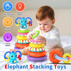 Newcrave colorful stacking rings support color recognition and hand-eye coordination.